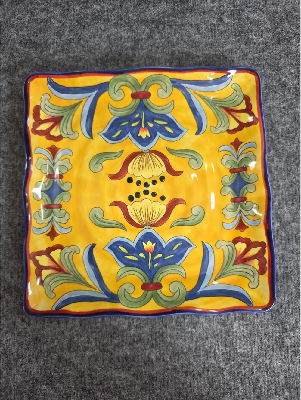 Yellow Talavera Square Luncheon/ Salad Plates 9" Rare Discontinued